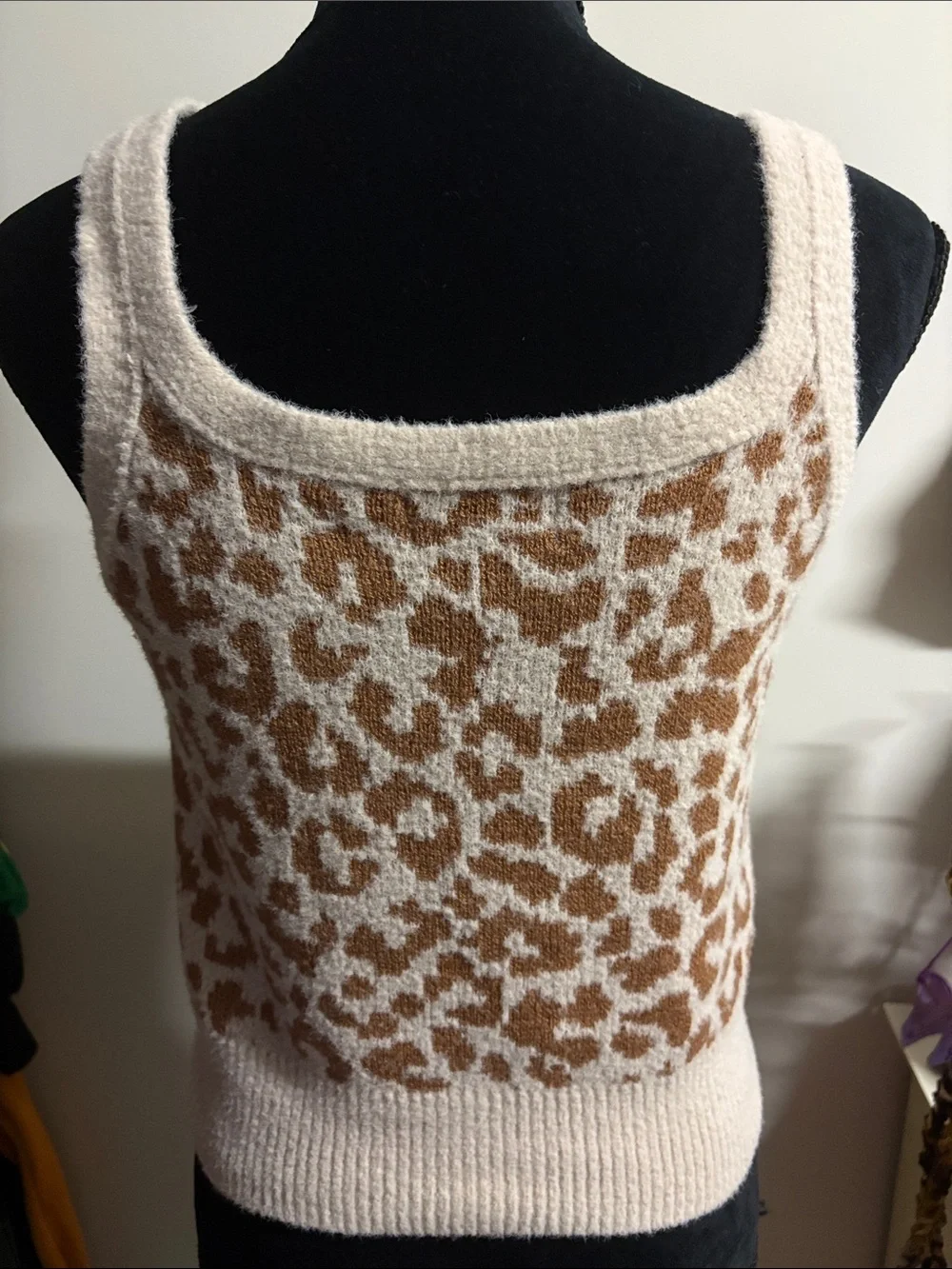 Jessica Simpson Leopard Print Tank - Cream & Camel